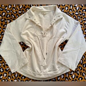 Madewell Cream Lace-Up Pullover